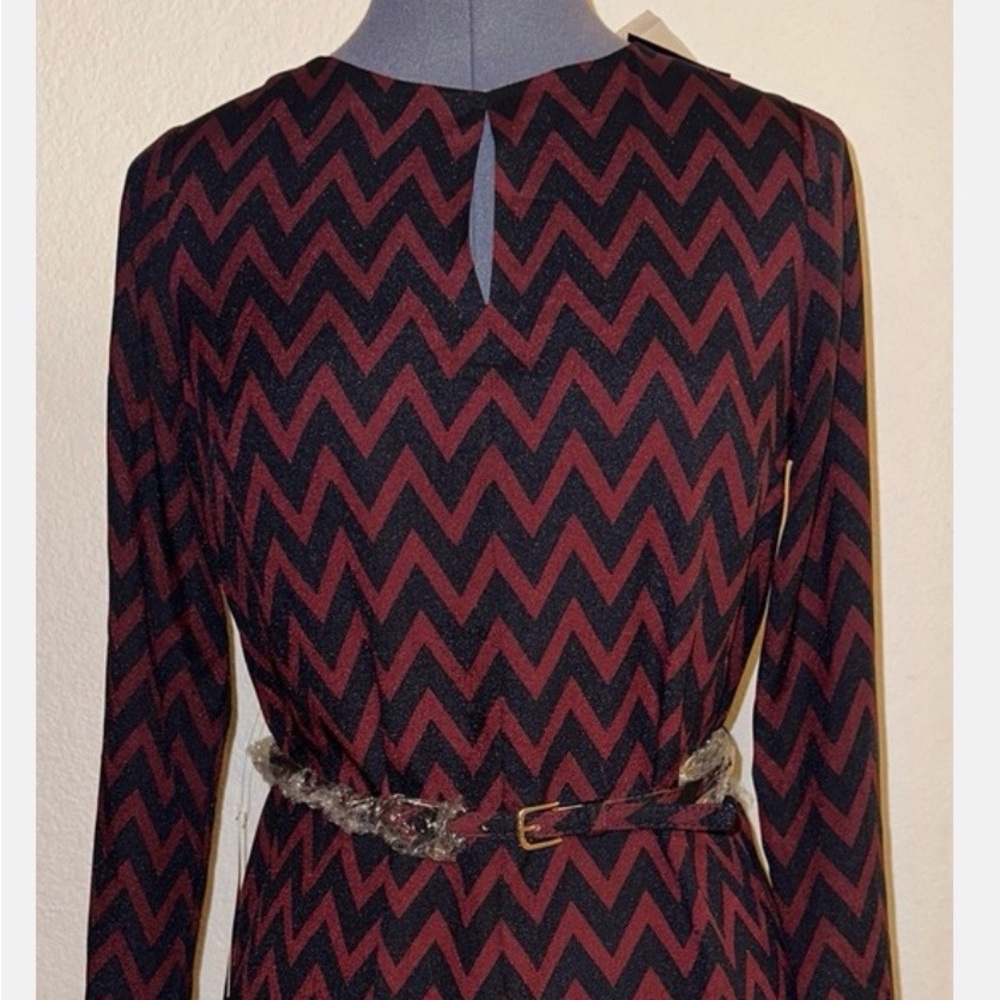 The Limited Black and Red Zigzag Long Sleeve Dress